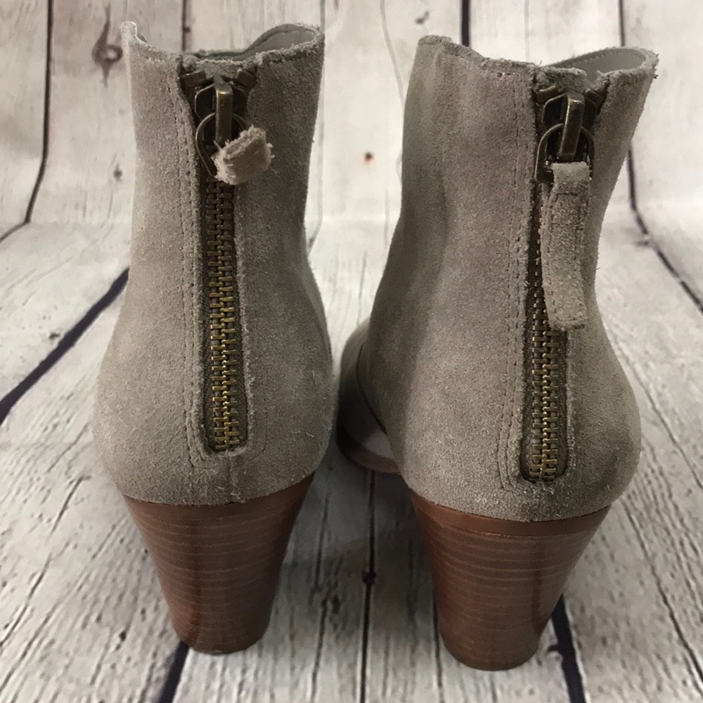 Tesori Gray Suede Zip Up Heeled Ankle Booties! - Picture 4 of 8